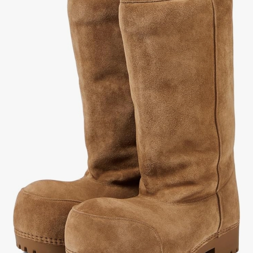 Brown Suede Knee-High Boots